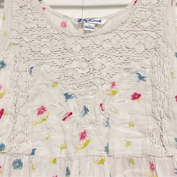 April Cornell Ivory Floral Cotton Dress S - Picture 3 of 6